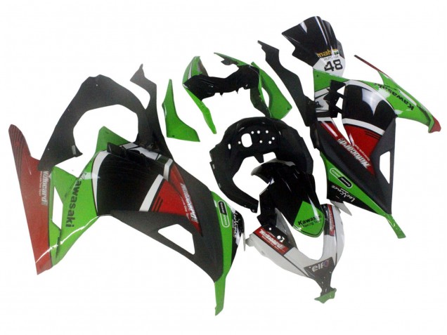 2013-2024 Kawasaki EX300 Motorcycle Fairings - Green White Red Black Elf