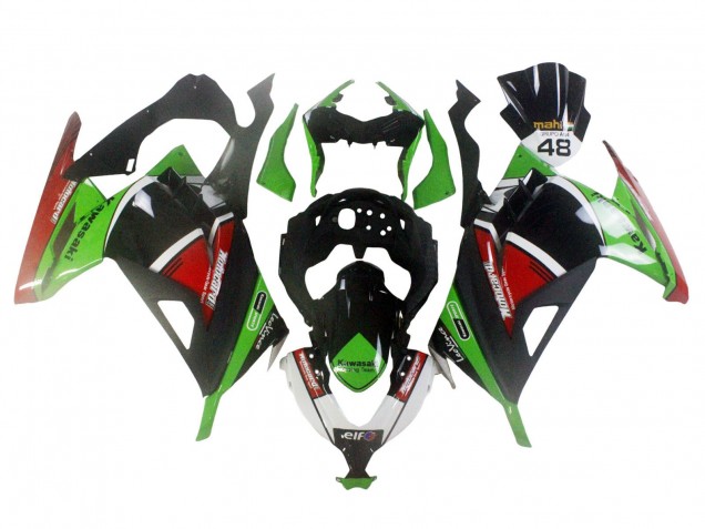2013-2024 Kawasaki EX300 Motorcycle Fairings - Green White Red Black Elf
