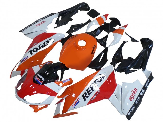2006-2011 Aprilia RS125 Motorcycle Fairings - White Orange Red Repsol