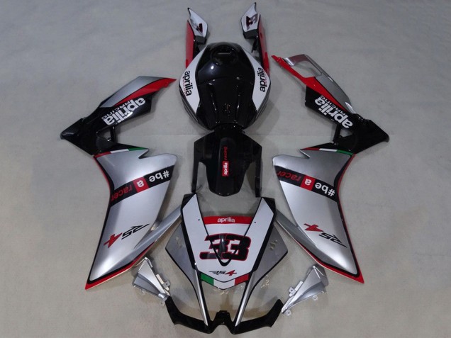 2012-2018 Aprilia RS4 50 125 Motorcycle Fairings - Silver Red Glossy Black