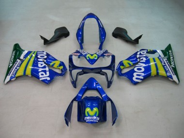Shop 2004-2007 Honda CBR600 F4i Motorcycle Fairings - Blue Yellow Green MoviStar