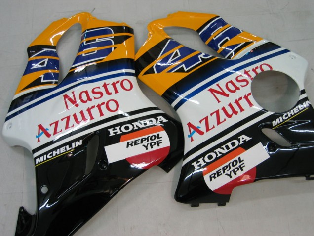 2004-2007 Honda CBR600 F4i Motorcycle Fairings - Yellow Blue White Black Nastro Azzurro