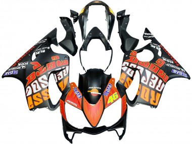 Shop 2004-2007 Honda CBR600 F4i Motorcycle Fairings - Matte Black Orange Rossi