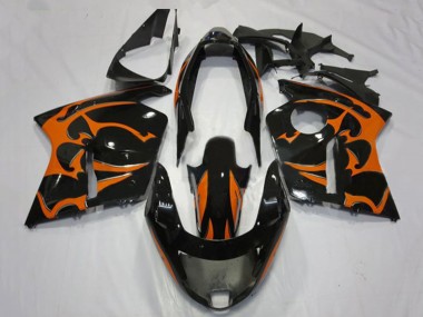 Shop 1996-2007 Honda CBR1100XX Blackbird Motorcycle Fairings - Glossy Black Orange Flame