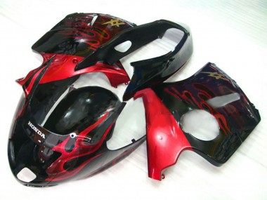 Shop 1996-2007 Honda CBR1100XX Blackbird Motorcycle Fairing Kits - Glossy Black Red Flame