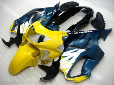 Shop 1999-2000 Honda CBR600 F4 Motorcycle Fairings - Yellow Dark Blue Glossy Black