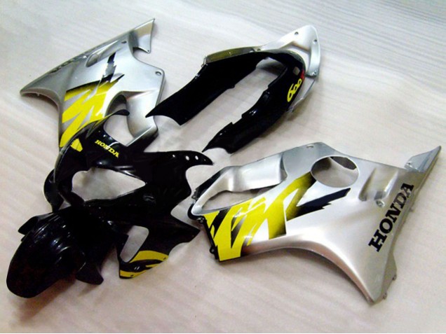 1999-2000 Honda CBR600 F4 Motorcycle Fairings - Silver Yellow Glossy Black