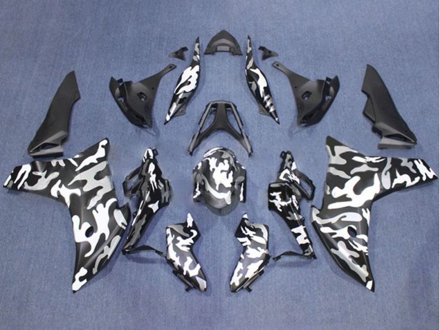 2011-2013 Honda CBR600F Motorcycle Fairings - Black White Camouflage