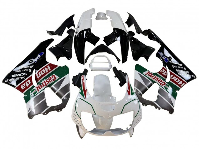 1996-1997 Honda CBR900RR 893 Motorcycle Fairings - White Green Grey Glossy Black Castrol