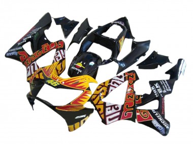 Shop 2000-2001 Honda CBR900RR 929 Motorcycle Fairings - Glossy Black Orange Repsol Rossi