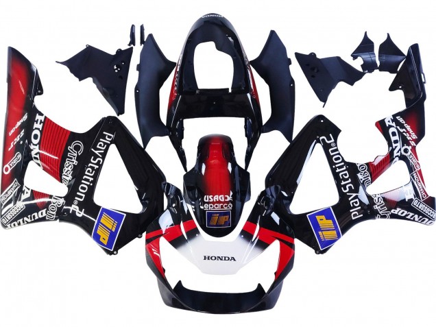 2000-2001 Honda CBR900RR 929 Motorcycle Fairings - Red White Glossy Black PlayStation 2