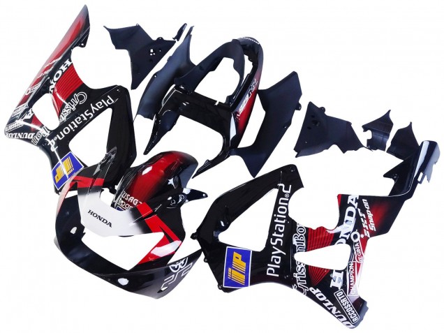 2000-2001 Honda CBR900RR 929 Motorcycle Fairings - Red White Glossy Black PlayStation 2