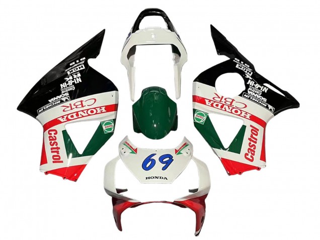 2002-2003 Honda CBR900RR 954 Motorcycle Fairings - White Red Green Glossy Black Castrol