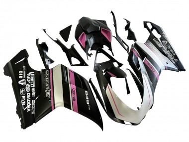 Shop 2007-2014 Ducati 848 Motorcycle Fairings - White Pink Glossy Black Connie