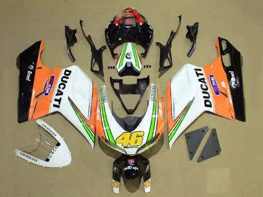 Shop 2007-2014 Ducati 848/1098/1198 Motorcycle Fairings - White Orange Green Glossy Black Tim 46