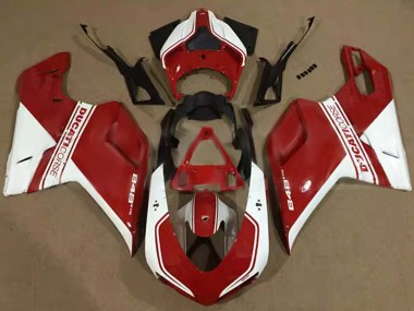 Shop 2007-2014 Ducati 848 Motorcycle Fairings - White Red Corse