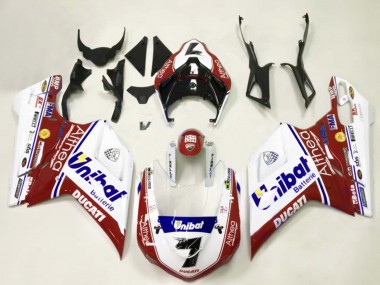 Shop 2007-2014 Ducati 848/1098/1198 Motorcycle Fairings - White Red Blue Unibat 7