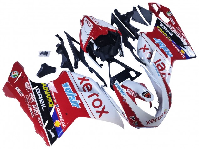 2007-2014 Ducati 848/1098/1198 Motorcycle Fairings - White Red Glossy Black Valsir Xerox