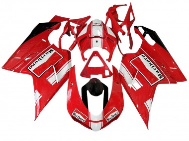 Shop 2007-2014 Ducati 848/1098/1198 Motorcycle Fairings - White Red Glossy Black Marlboro