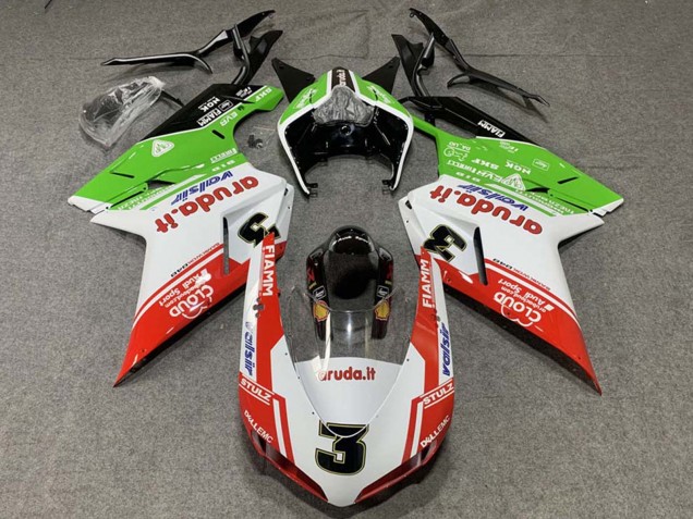 2007-2014 Ducati 848/1098/1198 Motorcycle Fairings - White Red Green Valsir 3