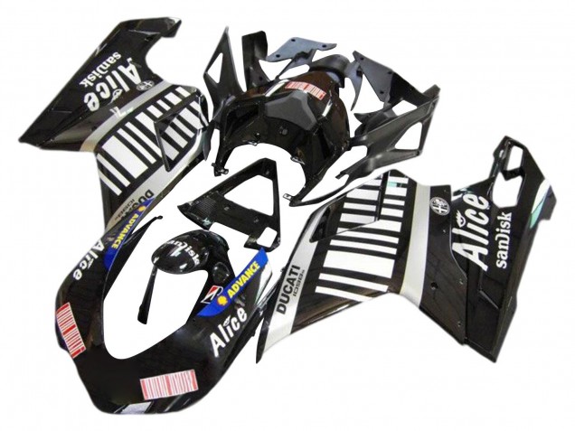 2007-2014 Ducati 1098 Motorcycle Fairings - Silver Glossy Black Alice Sandisk