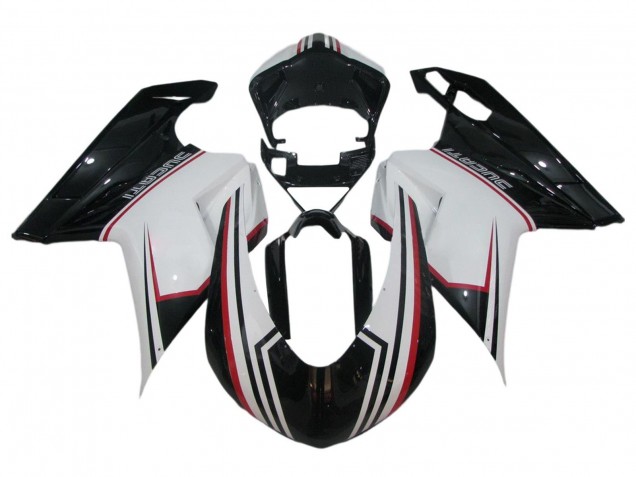 2007-2014 Ducati 848/1098/1198 Bike Fairings - White Red Glossy Black