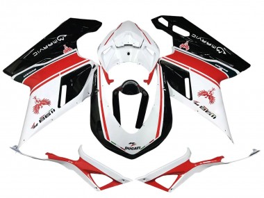 Shop 2007-2014 Ducati 1198 Motorcycle Fairings - White Red Glossy Black