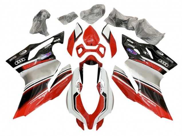 2011-2014 Ducati 1199 Motorcycle Fairings - Silver Red Glossy Black
