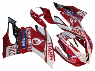 Shop 2011-2014 Ducati 1199 Motorcycle Fairings - White Red Glossy Black Fiamm 7