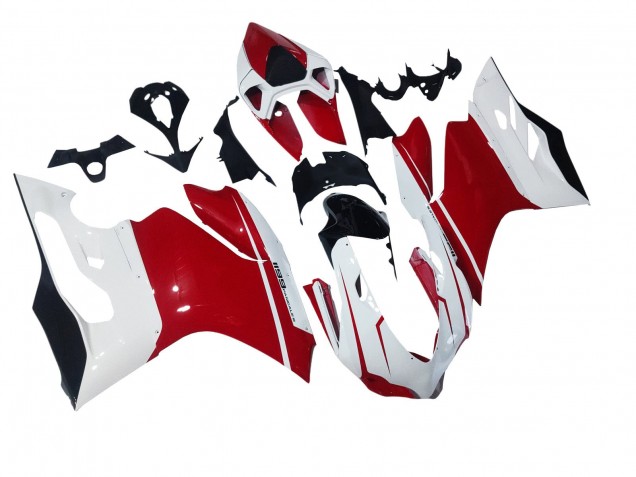 2011-2014 Ducati 1199 Motorcycle Fairings - White Red Glossy Black