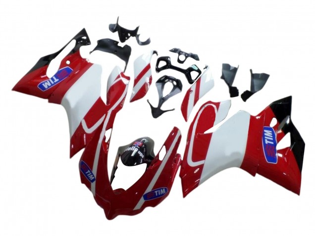 2015-2020 Ducati 959/1299 Motorcycle Fairings - White Red Glossy Black Tim