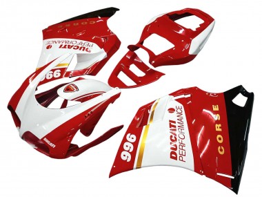 Shop 1993-2005 Ducati 996 Motorcycle Fairings - White Red Gold Glossy Black Corse Performance
