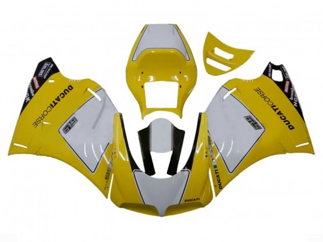 1993-2005 Ducati 996 Motorcycle Fairings - White Yellow Glossy Black Corse Performance