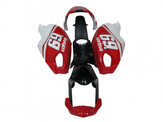 2008-2012 Ducati Monster 696 796 1100 1100S Motorcycle Fairings - White Red Glossy Black 69