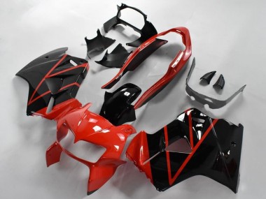 Shop 1998-2001 Honda VFR 800 Motorcycle Fairings - Red Glossy Black Stripe