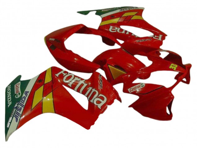 2002-2013 Honda VFR 800 Motorcycle Fairings - Red Yellow Green Fortuna Castrol Valsir 33