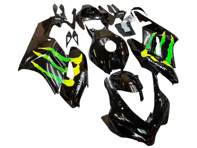 2004-2005 Honda CBR1000RR Motorcycle Fairings - Glossy Black Yellow Green Monster