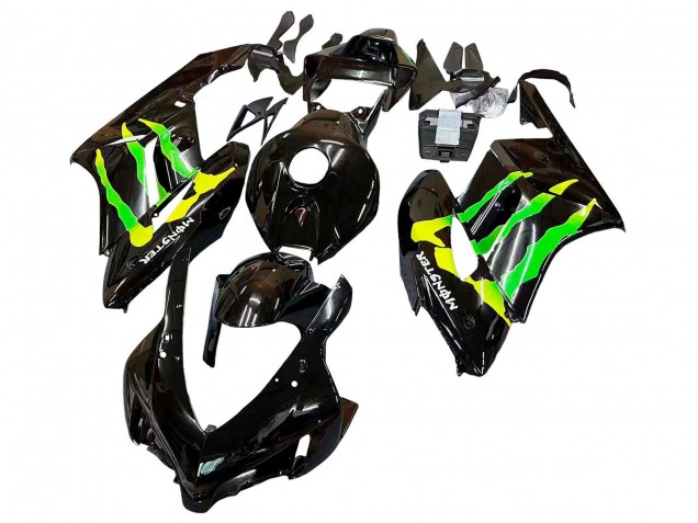 2004-2005 Honda CBR1000RR Motorcycle Fairings - Glossy Black Yellow Green Monster