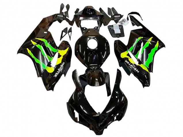 2004-2005 Honda CBR1000RR Motorcycle Fairings - Glossy Black Yellow Green Monster