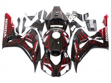 Shop 2006-2007 Honda CBR1000RR Motorcycle Fairing - Glossy Black Red Flame
