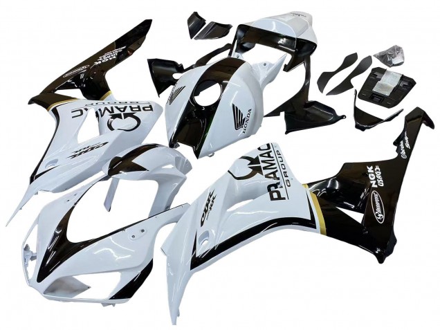 2006-2007 Honda CBR1000RR Motorcycle Fairings - White Glossy Black Pramac