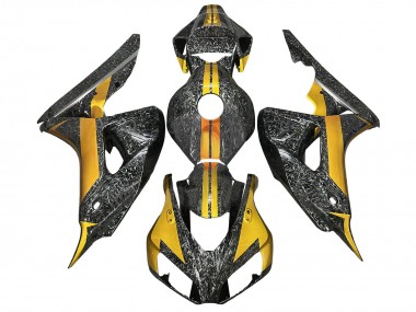 Shop 2006-2007 Honda CBR1000RR Motorcycle Fairings - Gold Black Forged Carbon Fiber