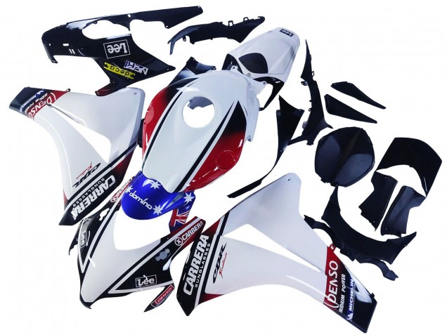 2008-2011 Honda CBR1000RR Motorcycle Fairings - White Red Blue Black Star Lee Carrera
