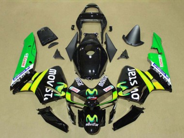 Shop 2003-2004 Honda CBR600RR Motorcycle Fairings - Glossy Black Yellow Green MoviStar Castrol