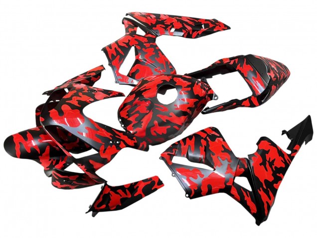 2003-2004 Honda CBR600RR Motorcycle Fairings - Black Red Grey Camouflage
