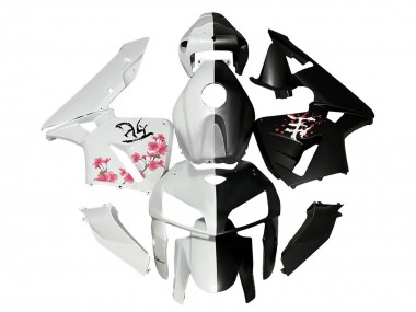 Shop 2005-2006 Honda CBR600RR Motorcycle Fairings - Black White with Cherry Blossom