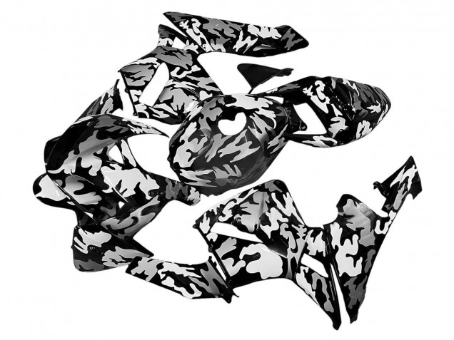 2005-2006 Honda CBR600RR Motorcycle Fairings - Black White Grey Camouflage