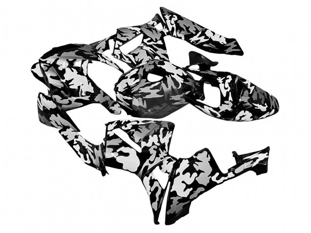 2005-2006 Honda CBR600RR Motorcycle Fairings - Black White Grey Camouflage