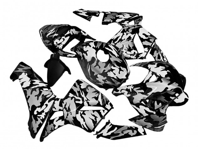 2005-2006 Honda CBR600RR Motorcycle Fairings - Black White Grey Camouflage