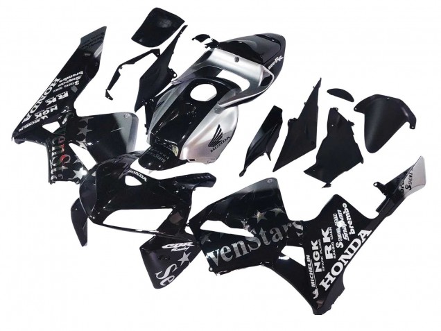 2005-2006 Honda CBR600RR Motorcycle Fairings - Black Silver SevenStars